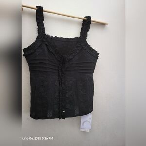 Commense Medium Black Button Up Top NEW NWT